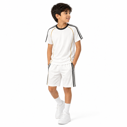 Emirates white Jersey with piping t,shirt,shorts