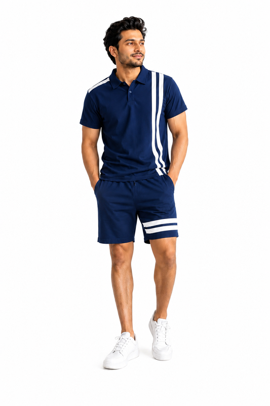 Navy Blue boys penal polo with shorts