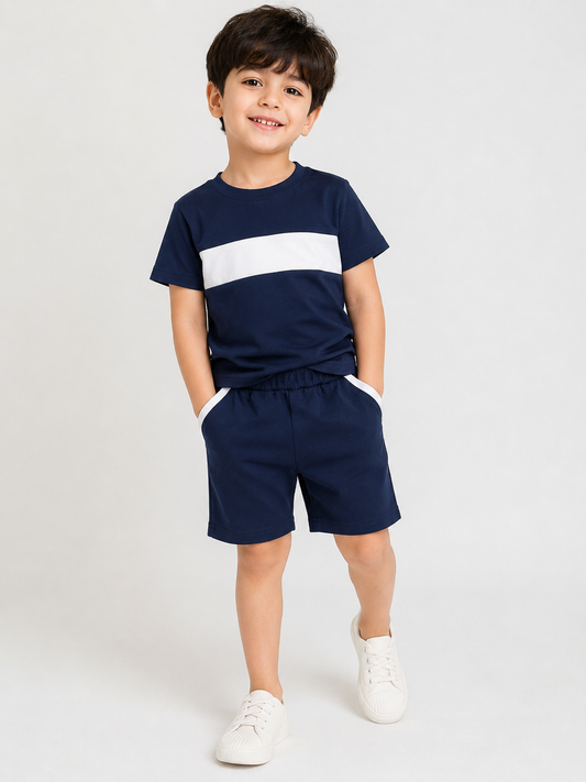 Navy Blue with penal boys t, shirt,shorts