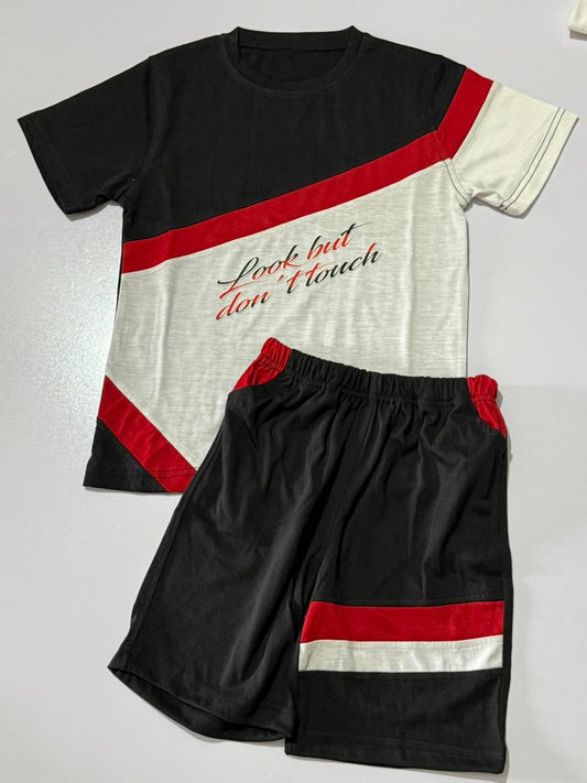 Black Red White Command Jersey Boys Suit With Panel