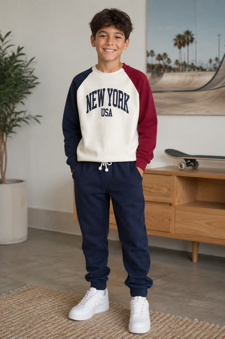 Boys Raglan T-Shirt, Trouser - Jersey Fabric