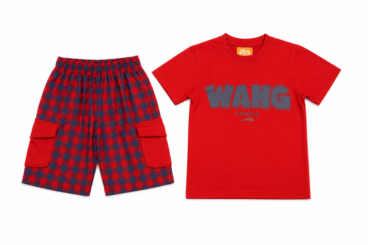 Wang Power Command Jersey T-Shirt With Cotton Check Shorts